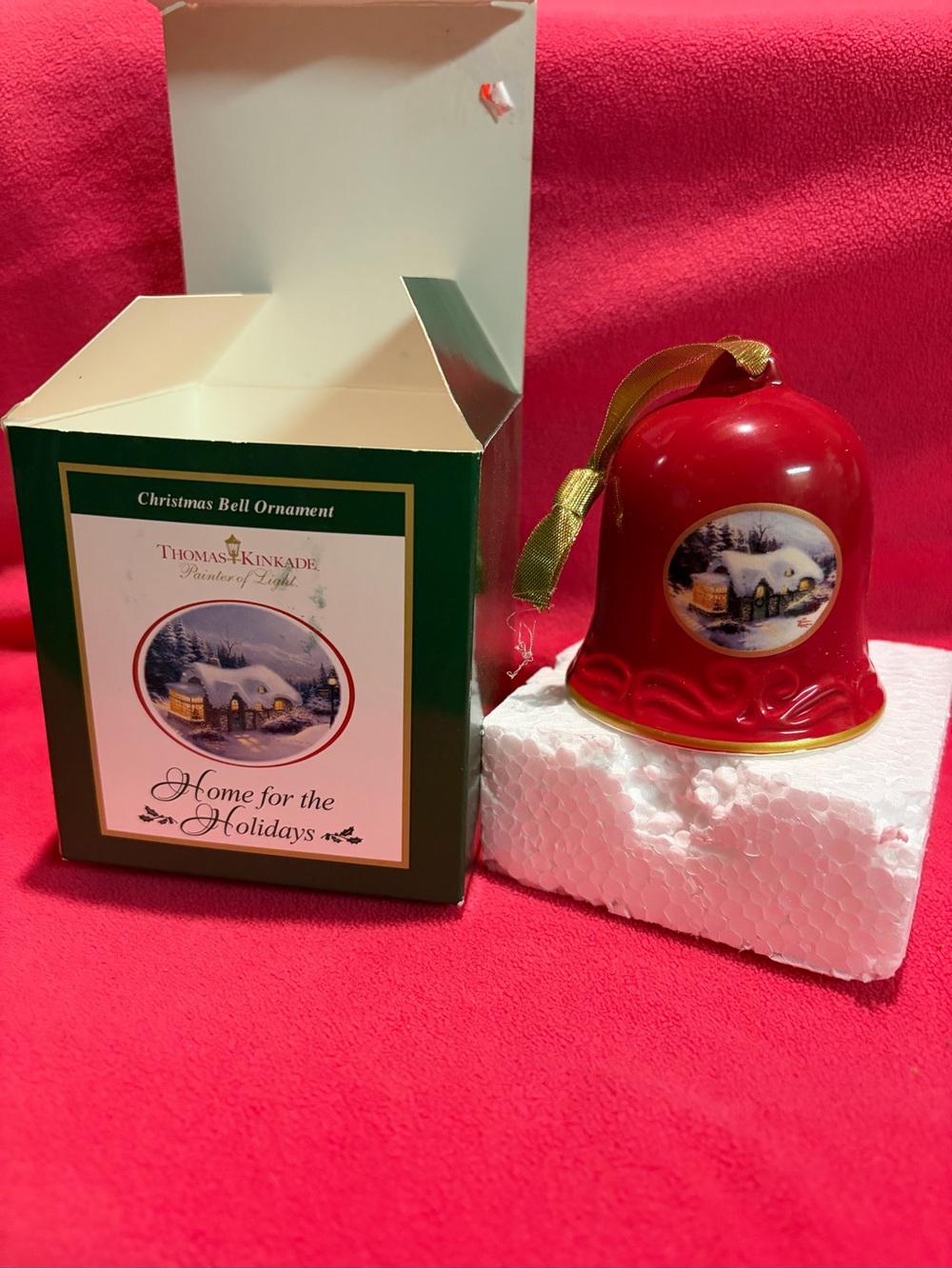 🌸3/$20🌸 Thomas Kinkade Red Porcelain Christmas Bell Ornament